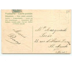 n°11490 - Carte Fantaisie Gaufrée - Bonne Année - Jeunes filles admirant des chatons - chat