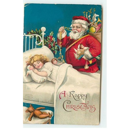 n°22536 - Carte Gaufrée - Clapsaddle - A Happy Christmas - Père Noël - Poupée - Teddy Bear