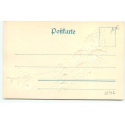 n°22542 - Carte Gaufrée - Hannetons tirant un oiseau perché au-dessus d'une lettre