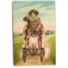 n°22549 - Carte Gaufrée - Birthday Greeting - Femme au volant d'une voiture fleurie