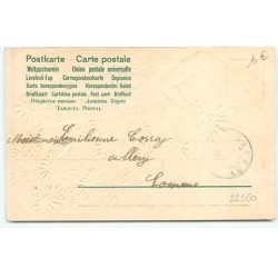 n°22550 - Carte Gaufrée - Jeune femme cueillant des marguerites