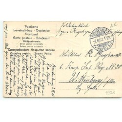 n°22563 - Carte Gaufrée - Art Nouveau - Jeune femme de profil dans un rectangle rouge - papillon