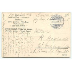 n°22564 - Carte Gaufrée - Art Nouveau - Jeune femme dans un rectangle vert - coccinelle