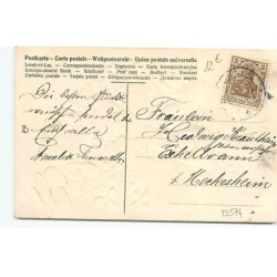 n°22574 - Carte Gaufrée - Viel Glück im neuen Jahre - Jeune fille regardant des pièces d'or sortant d'un pot