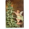 n°22587 - Carte Gaufrée - Clapsaddle - Heureux Noël Henri - Ange près d'un sapin décoré de bougies