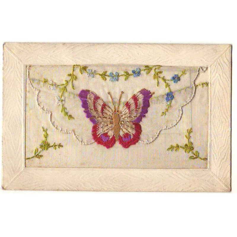 n°22603 - Carte Brodée avec Rabat - Un Papillon