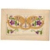 n°22604 - Carte Brodée - Papillon et violettes