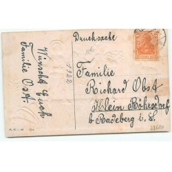n°22620 - Carte Gaufrée - Fröhliches Neues Jahr - Ramoneurs avec des portes-bonheur debout sur des pièces d'or