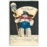 n°22621 - Prosit Neujahr - Bonhomme de neige, tenant une pelle