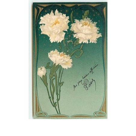 n°11517 - Carte Illustrateur - Art Nouveau - Oeillets Blancs - Meissner serie1203