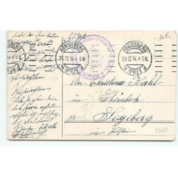 n°22641 - Carte Gaufrée - Ein Fröhliches Weihnachtsfest - Ange accrochant une cloche sur une branche de sapin