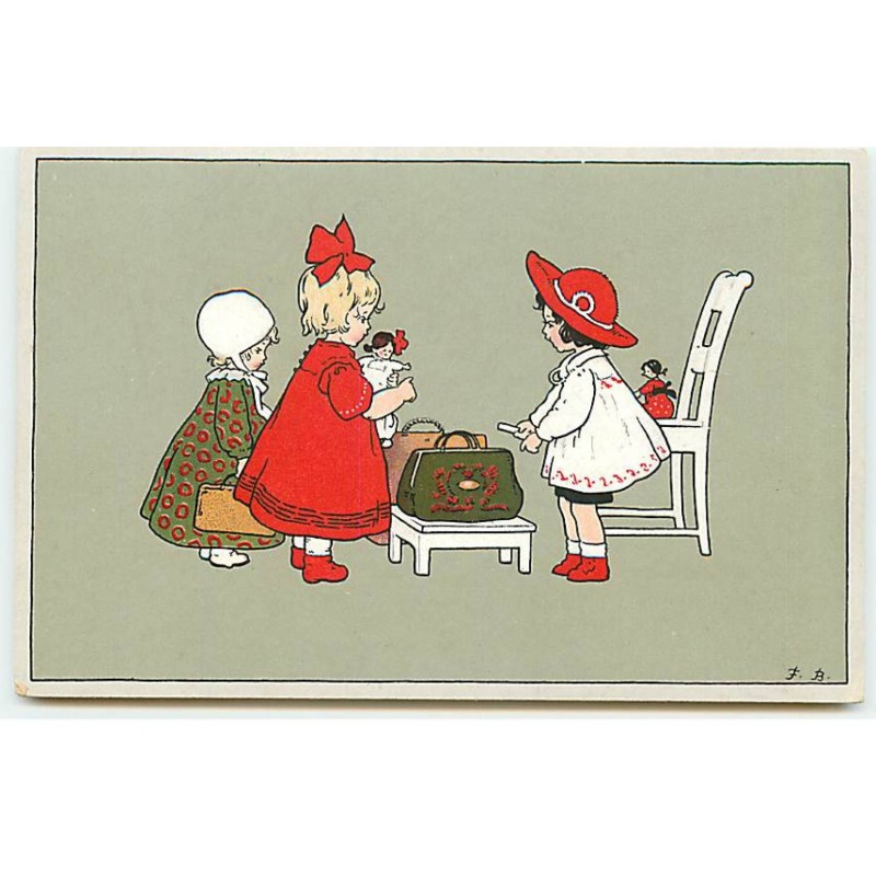 n°22656 - F. Baumgarten - Fillettes préparant des sacs de voyage avec des poupées