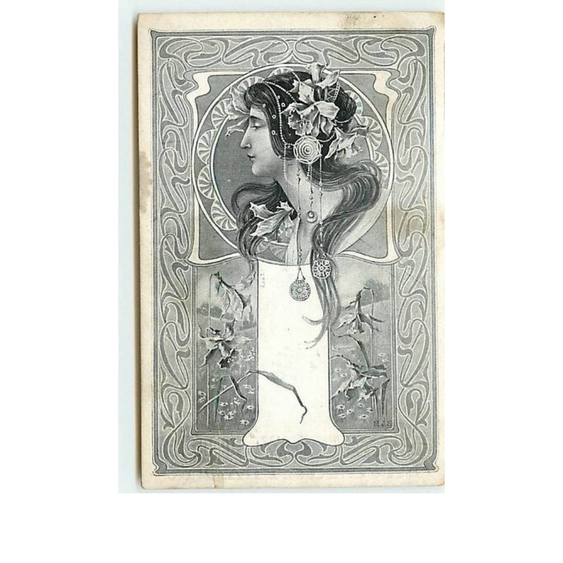 n°11518 - Carte Illustrateur - Art Nouveau - MJS - Femme