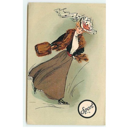 n°22659 - Illustrateur - Sport - Jeune femme faisant du patin à glace