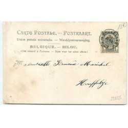 n°22665 - Joyeuses Pâques - Un lièvre portant des oeufs dans une hotte, saluant un autre lièvre dans une barque