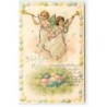 n°22667 - Fröhliche Ostern - Anges soufflant dans des trompettes au-dessus d'oeufs - Paillettes