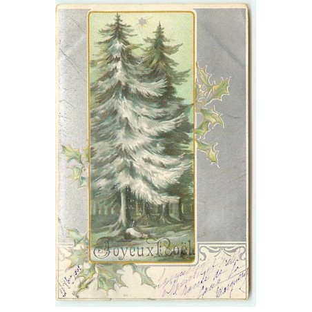 n°22679 - Joyeux Noël - Aluminium - Grands sapins dans la forêt