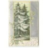 n°22679 - Joyeux Noël - Aluminium - Grands sapins dans la forêt