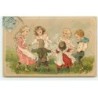 n°22691 - Carte Fantaisie - Enfants faisant une Ronde - Papillon