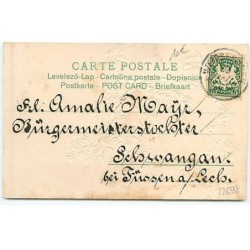n°22698 - Carte Gaufrée - Clapsaddle - Fillette dans un Médaillon  - Violettes