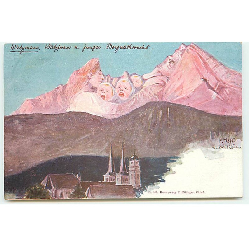n°22706 - Illustrateur - F. Hafs - Killinger n°146 - Watzmann, Watzfrau und junger Bergnachwuchs - Montagnes Humanisées