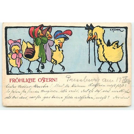 n°22712 - Pâques - MM Vienne n°248 - CK. Cook - Fröhliche Ostern - Poussins habillés