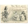 n°22730 - Carte Gaufrée - Clapsaddle - Garçon donnant à manger à des lapins