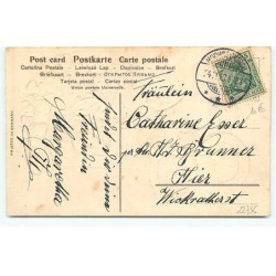 n°22736 - Carte Gaufrée - Deux anges au volant d'une voiture décorée de coeur