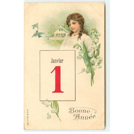 n°22774 - Carte Gaufrée - MSIB  Serie 335 - Bonne Année - Fillette près de muguet