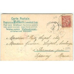 n°22776 - Carte Gaufrée - Bonne Année - Nain dansant avec des cochons