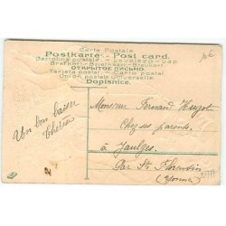 n°22777 - Carte Gaufrée - Bonne Année - Garçons avec des boules de neige, près d'un bonhomme de neige