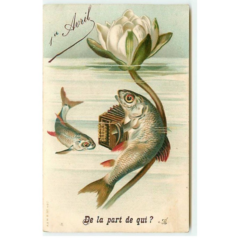 n°22779 - A & MB n°467 - 1er Avril - De la Part de qui ? - Deux poissons, l'un jouant de l'accordéon