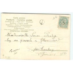 n°22780 - Carte Gaufrée - Joyeuses Pâques - Une fillette portant un lapin, près de sa mère portant une poule
