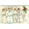 n°22784 - Joyeux Noël - A Joyful Christmas to You - Fillettes portant des manteaux blancs