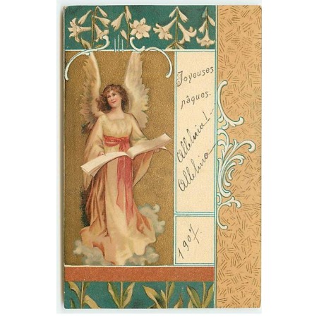 n°22796 - Clapsaddle - Joyeuses Pâques - Ange gardien lisant un grand livre