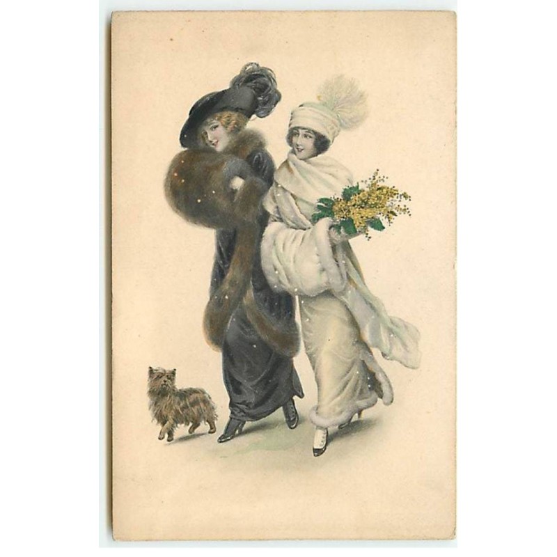 n°22808 - Illustrateur - MM Vienne n°1152 - Deux jeunes femmes se promenant avec un petit chien