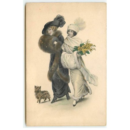 n°22808 - Illustrateur - MM Vienne n°1152 - Deux jeunes femmes se promenant avec un petit chien