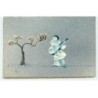 n°22810 - Carte Peinte à la Main - Nini - Pierrot jouant de la guitare près d'un arbre