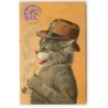 n°22812 - Illustrateur - Boulanger - Chat portant un chapeau et fumant une pipe