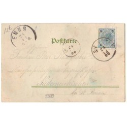 n°22819 - Carte avec des Perles - Fröhliche Weihnachten - Faon et lapin près d'une fillette