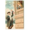 n°22824 - Carte Gaufrée - Joyeux Noël - Père Noël donnant une poupée à une fillette