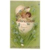 n°22831 - Paillettes - Fröhliche Ostern -Anges dans un oeuf entouré de myosotis