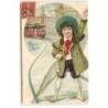 n°22870 - Carte Gaufrée - Bonne Année - Garçon faisant un salut devant un tramway