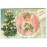 n°22872 - Carte Gaufrée - Noël - Fröhliche Weihnachten - Ange gardien portant du houx