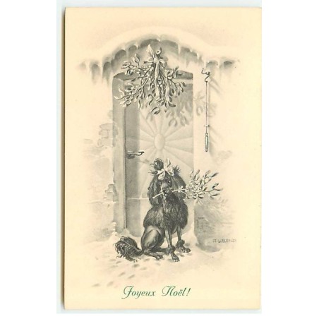 n°22875 - Noël - Joyeux Noël - MM Vienne n°891 - Caniche avec une branche de gui