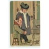 n°22882 - Carte Gaufrée - Fantaisie - Une femme et un homme dans une cuisine
