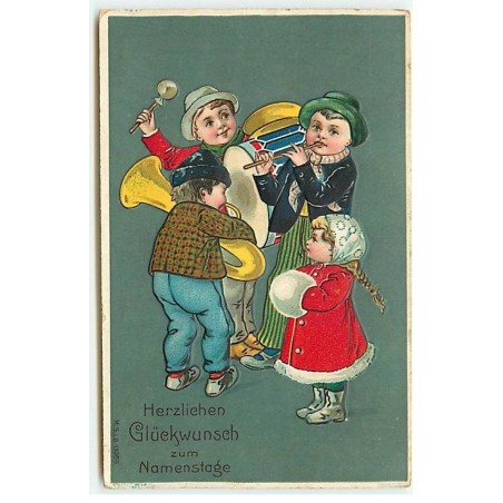 n°22883 - Carte Gaufrée - Anniversaire - MSIB n°13969 - Fanfare d'enfants