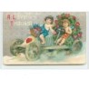n°2289 - Carte Gaufrée - A Loving Thought - Angelots dans une voiture