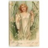 n°22895 - Fantaisie - Clapsaddle - Ange au milieu de fleurs, et de grandes herbes