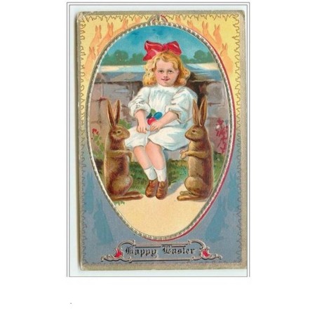 n°229 - A Happy Easter - Fillette et lapins